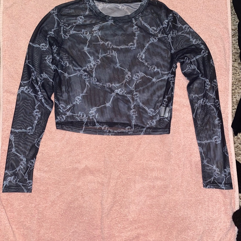 Sheer Black Long Sleeve crop top